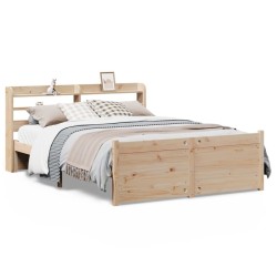 Cadre de lit et tête de lit sans matelas 135x190 cm 