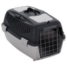 Cage de transport animaux de compagnie gris noir 55x36x35 cm PP 