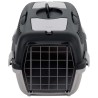 Cage de transport animaux de compagnie gris noir 55x36x35 cm PP 