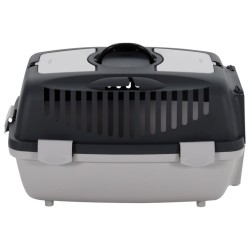 Cage de transport animaux de compagnie gris noir 55x36x35 cm PP 