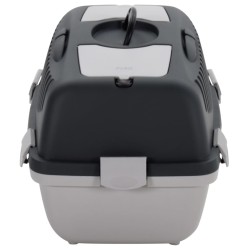 Cage de transport animaux de compagnie gris noir 55x36x35 cm PP 