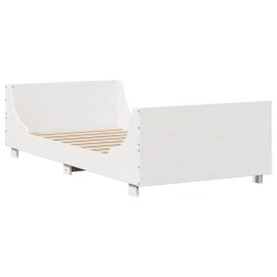 Lit bibliothèque sans matelas blanc 90x200 cm bois massif 