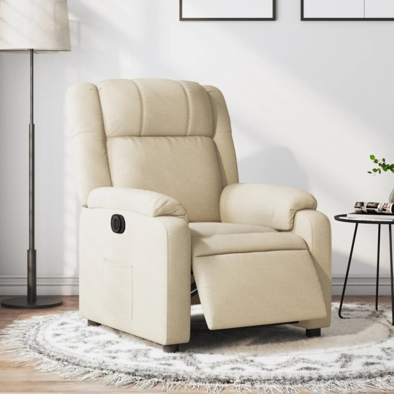 Fauteuil inclinable électrique Crème Tissu 