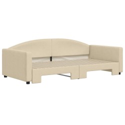 Lit de jour avec lit gigogne crème 100x200 cm tissu 