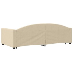 Lit de jour avec lit gigogne crème 100x200 cm tissu 