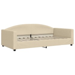 Lit de jour avec lit gigogne crème 100x200 cm tissu 
