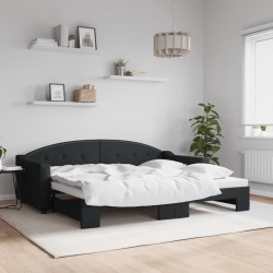 Lit de jour avec gigogne sans matelas noir 90x200 cm 