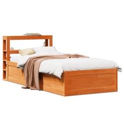 Cadre de lit et tête de lit cire marron 100x200 cm bois de pin 