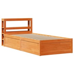 Cadre de lit et tête de lit cire marron 100x200 cm bois de pin 