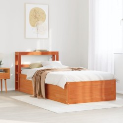 Cadre de lit et tête de lit cire marron 100x200 cm bois de pin 
