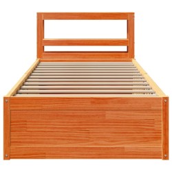 Cadre de lit et tête de lit cire marron 100x200 cm bois de pin 