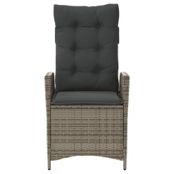 Chaises inclinables de jardin lot de 2 et coussins gris rotin 