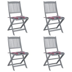 Chaises pliables d'extérieur lot de 4 et coussins Bois d'acacia 