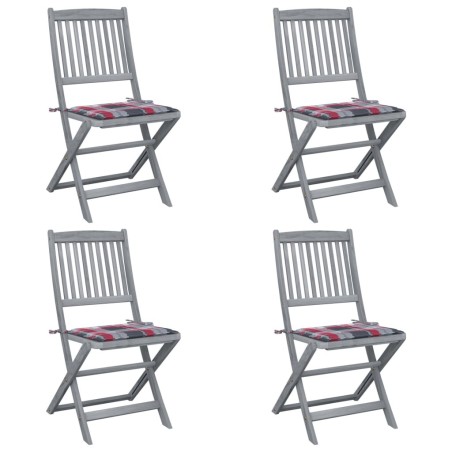 Chaises pliables d'extérieur lot de 4 et coussins Bois d'acacia 