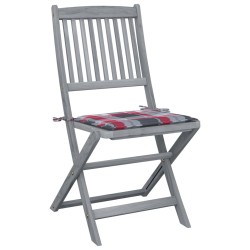 Chaises pliables d'extérieur lot de 4 et coussins Bois d'acacia 