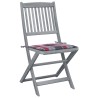 Chaises pliables d'extérieur lot de 4 et coussins Bois d'acacia 