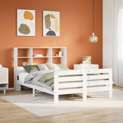 Cadre de lit sans matelas blanc 140x200 cm bois de pin massif 