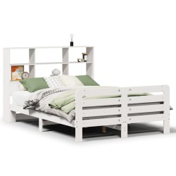 Cadre de lit sans matelas blanc 140x200 cm bois de pin massif 