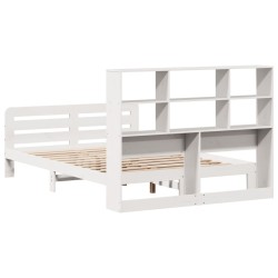 Cadre de lit sans matelas blanc 140x200 cm bois de pin massif 