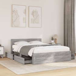 Cadre de lit et tête de lit sans matelas sonoma gris 120x200 cm 