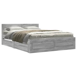 Cadre de lit et tête de lit sans matelas sonoma gris 120x200 cm 