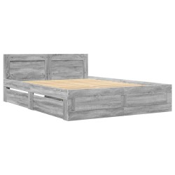 Cadre de lit et tête de lit sans matelas sonoma gris 120x200 cm 