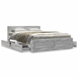 Cadre de lit et tête de lit sans matelas sonoma gris 120x200 cm 