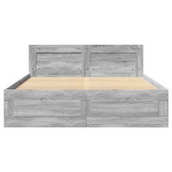 Cadre de lit et tête de lit sans matelas sonoma gris 120x200 cm 