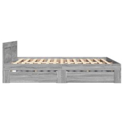 Cadre de lit et tête de lit sans matelas sonoma gris 120x200 cm 