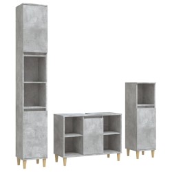 Ensemble de meubles de salle de bain 3 pcs gris béton 