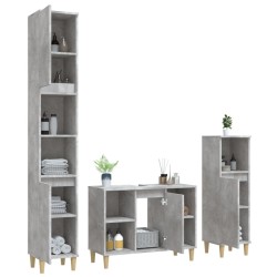 Ensemble de meubles de salle de bain 3 pcs gris béton 