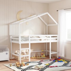 Lit superposé avec échelle et toit sans matelas blanc 80x200 cm 