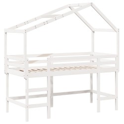 Lit superposé avec échelle et toit sans matelas blanc 80x200 cm 