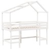 Lit superposé avec échelle et toit sans matelas blanc 80x200 cm 