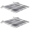 Chaises de jardin lot de 2 avec coussins à carreaux gris Teck 
