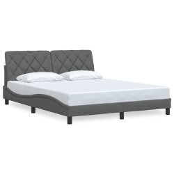 Cadre de lit sans matelas gris foncé 160x200 cm tissu 