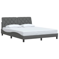Cadre de lit sans matelas gris foncé 160x200 cm tissu 