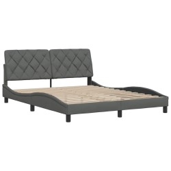 Cadre de lit sans matelas gris foncé 160x200 cm tissu 