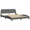 Cadre de lit sans matelas gris foncé 160x200 cm tissu 