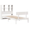 Lit bibliothèque sans matelas blanc 90x200cm bois de pin massif 