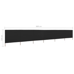 Paravent 6 panneaux Tissu 800 x 120 cm Noir 