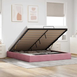 Cadre de lit ottoman sans matelas rose 200x200 cm velours 