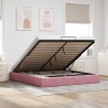 Cadre de lit ottoman sans matelas rose 200x200 cm velours 