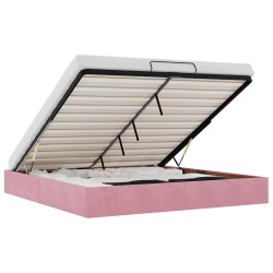 Cadre de lit ottoman sans matelas rose 200x200 cm velours 