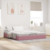 Cadre de lit ottoman sans matelas rose 200x200 cm velours 