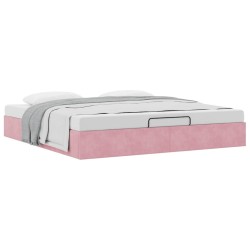 Cadre de lit ottoman sans matelas rose 200x200 cm velours 