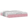 Cadre de lit ottoman sans matelas rose 200x200 cm velours 