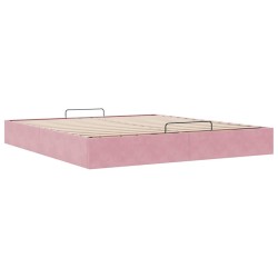 Cadre de lit ottoman sans matelas rose 200x200 cm velours 