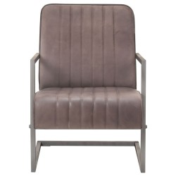 Chaise de canapé cantilever marron délavé cuir véritable 