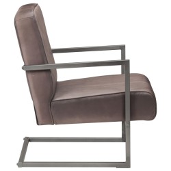 Chaise de canapé cantilever marron délavé cuir véritable 